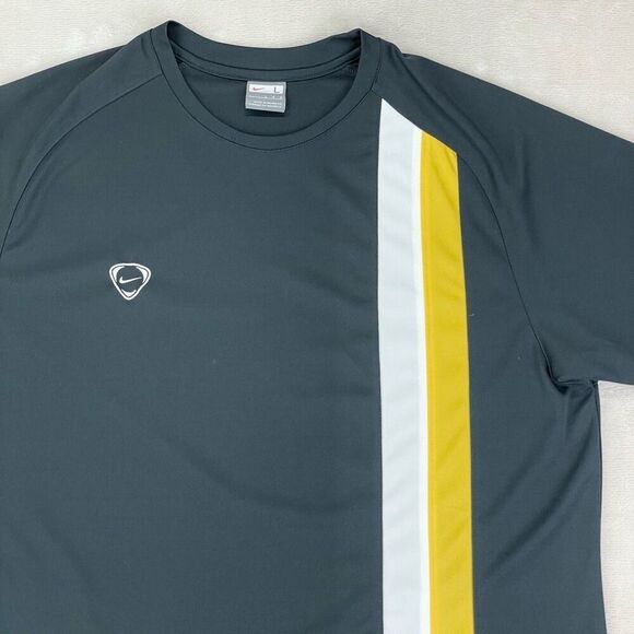 Nike Other - Vintage Nike T-Shirt Mens Large Grey‎ Y2K Vertical Stripe Performance Tee